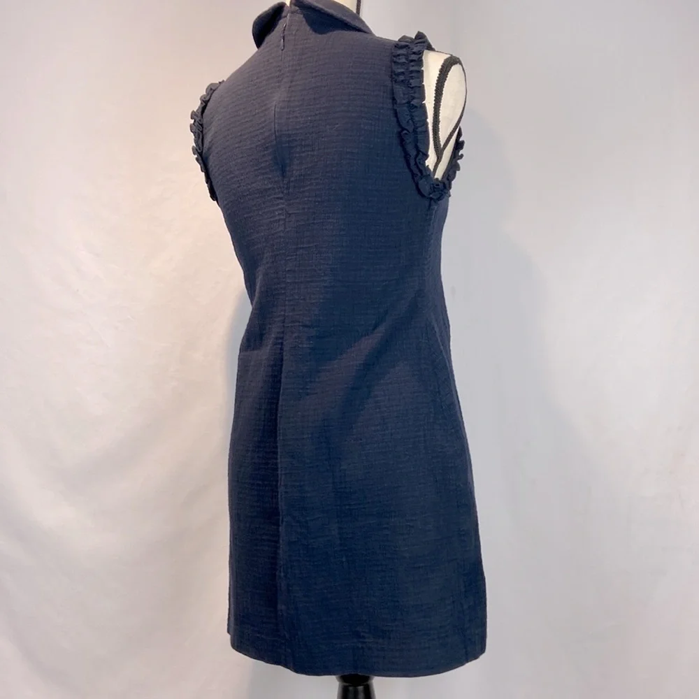 Zara Trafaluc Mini Shift Size M Navy Sleeveless Dress With Sequin Bee - Picture 4 of 10